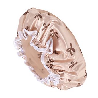 1 pc Women Double Layer Bow Shower Cap for Bathroom Vacation Travel Hotel