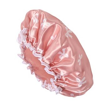 1 pc Women Double Layer Bow Shower Cap for Bathroom Vacation Travel Hotel