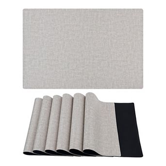 Placemats Set of 6 PU Placemats for Kitchen Dining Table Decor Washable Table Placemats, 18*12in