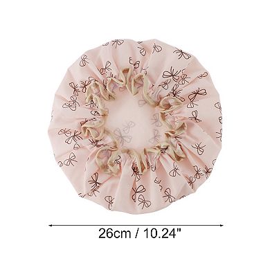 1 Pc Women Double Layer Bow Pattern Shower Cap for Bathroom Vacation Travel