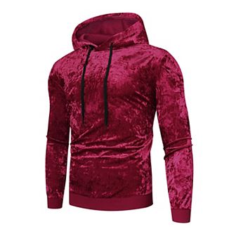 Velvet Hoodie Sweatshirt for Men's Long Sleeves Hooded Velour Sweatshirts