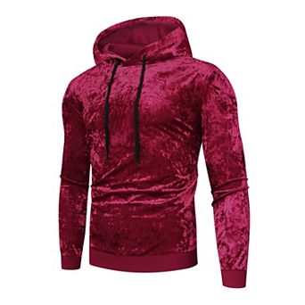 Velvet Hoodie Sweatshirt for Men's Long Sleeves Hooded Velour Sweatshirts