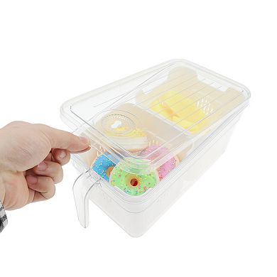 Reusable Rectangle Drain Food Storage Containers 2 Compartment White Transparent 1 Set