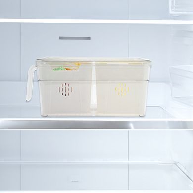 Reusable Rectangle Drain Food Storage Containers 2 Compartment White Transparent 1 Set