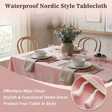 1Pcs Waterproof Table Cloth, Kitchen Dining Table Cover for Farmhouse Camping Parties, 55.12"x55.12"