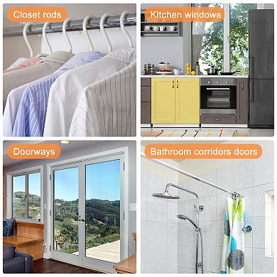 Tension Curtain Rod, Adjustable 59 to 110 inches, 0.79" Dia White Spring No Drilling Tension Rod