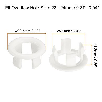 Sink Trim Overflow Cover, 3Pcs Sink Overflow Rings Bathroom Kitchen Basin Drain Cover, White