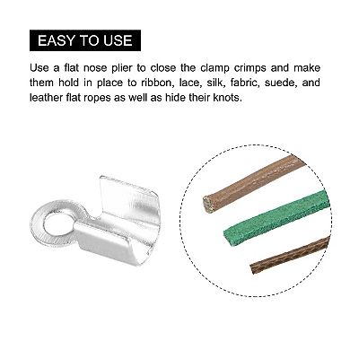 400Pcs Fold Over Cord Ends, 3x6 mm Terminators Crimp Cap Clasp Tips