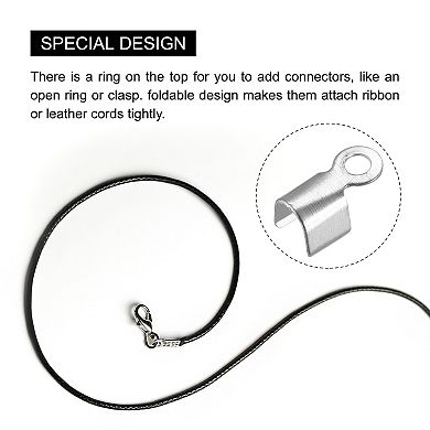 400Pcs Fold Over Cord Ends, 3x6 mm Terminators Crimp Cap Clasp Tips