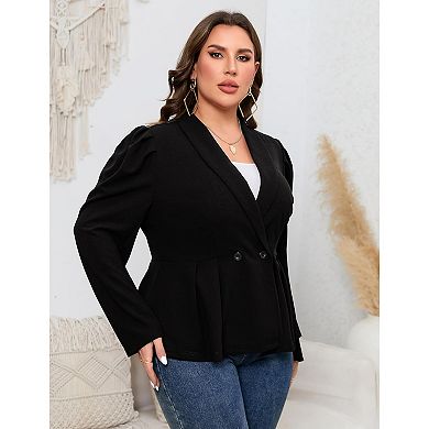 Womens Plus Size Blazers Business Knit Blazer for Work Long Sleeve Shawl Lapel Blazer Suit Jackets