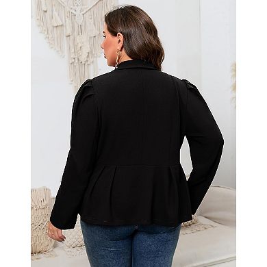 Womens Plus Size Blazers Business Knit Blazer for Work Long Sleeve Shawl Lapel Blazer Suit Jackets