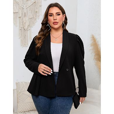 Womens Plus Size Blazers Business Knit Blazer for Work Long Sleeve Shawl Lapel Blazer Suit Jackets