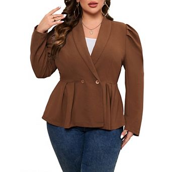 Womens Plus Size Blazers Business Knit Blazer for Work Long Sleeve Shawl Lapel Blazer Suit Jackets