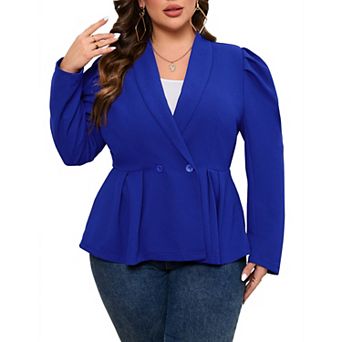 Womens Plus Size Blazers Business Knit Blazer for Work Long Sleeve Shawl Lapel Blazer Suit Jackets