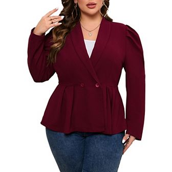 Womens Plus Size Blazers Business Knit Blazer for Work Long Sleeve Shawl Lapel Blazer Suit Jackets