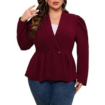 Womens Plus Size Blazers Business Knit Blazer for Work Long Sleeve Shawl Lapel Blazer Suit Jackets