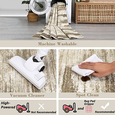 Garvee Machine Washable Non Slip Modern Abstract Striped Area Rug for Indoor Use