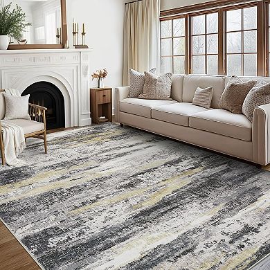 Garvee Pearl Velvet Contemporary Abstract Printed Area Rug For Indoor Use