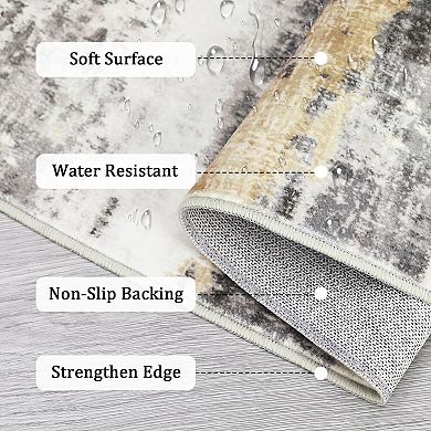 Garvee Pearl Velvet Contemporary Abstract Printed Area Rug For Indoor Use