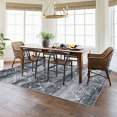 Garvee Faux Wool Machine Washable Modern Geometric Intention Printed Area Rug for Home Decor
