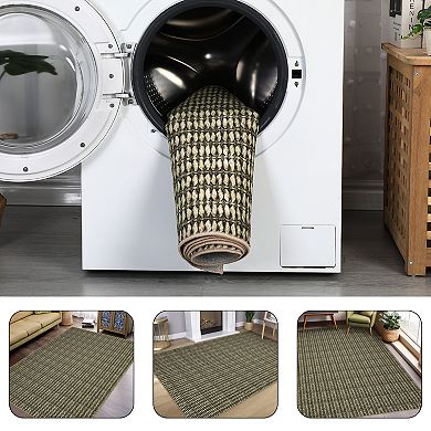 Garvee Modern Machine Washable Curled Texture Printed Foldable Non Slip Area Rug For Indoor use