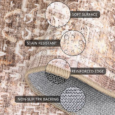 Garvee Vintage Machine Washabke Indoor Area Rugs No Shedding Carpet for Living Room