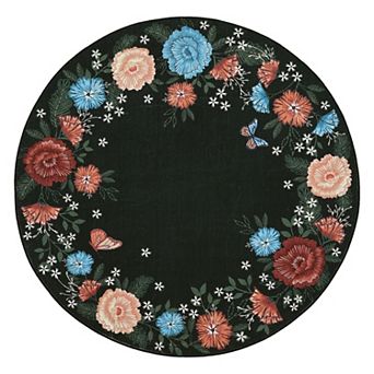 Garvee Machine Washable Pearl Velvet Modern Floral Printed Area Rug for Living Room