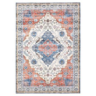 Garvee Vintage Washable Pearl Velvet Elegant Floral Printed Area Rug for Indoor Use