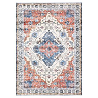 Garvee Vintage Washable Pearl Velvet Elegant Floral Printed Area Rug for Indoor Use