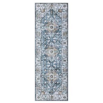 Garvee Machine Washable Area Rug Vintage Distressed Floral Printed Non Slip Carpet For Home