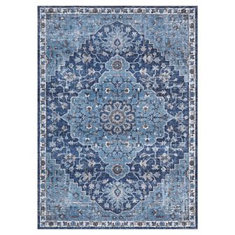 Garvee Machine Washable Area Rug Vintage Distressed Floral Printed Non Slip Carpet For Home