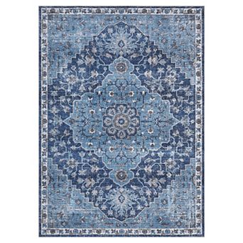 Garvee Machine Washable Area Rug Vintage Distressed Floral Printed Non Slip Carpet For Home