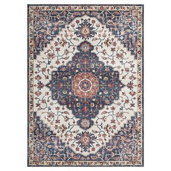 Garvee Machine Washable Area Rug Vintage Distressed Floral Printed Non Slip Carpet For Home