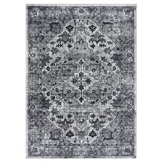 Garvee Machine Washable Non Slip Vintage Floral Printed Area Rug for Living Room