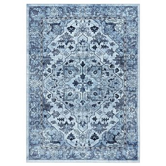Garvee Machine Washable Non Slip Vintage Floral Printed Area Rug for Living Room