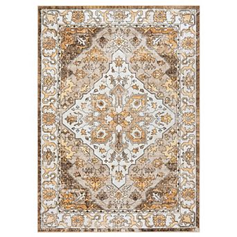 Garvee Machine Washable Non Slip Vintage Floral Printed Area Rug for Living Room
