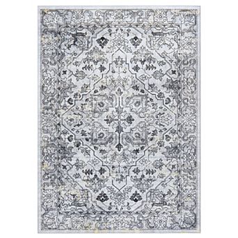 Garvee Machine Washable Non Slip Vintage Floral Printed Area Rug for Living Room