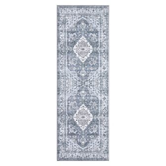 Garvee Machine Washable Faux Wool Vintage Floral Printed Area Rug for Living Room