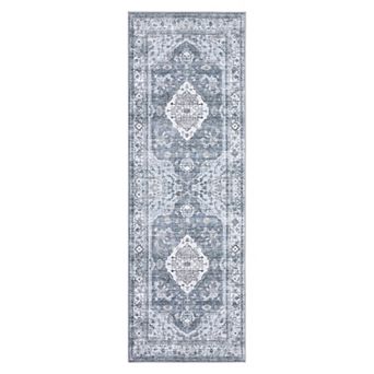 Garvee Machine Washable Faux Wool Vintage Floral Printed Area Rug for Living Room
