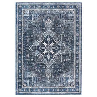 Garvee Machine Washable Area Rug Vintage Floral Printed Non Slip Carpet for Living Room