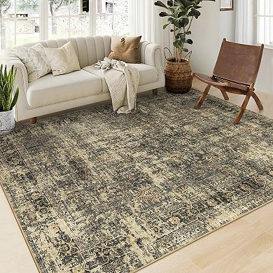 Garvee Pearl Velvet Vintage Abstract Printed Area Rug Folable Carpet for Home