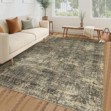 Garvee Pearl Velvet Vintage Abstract Printed Area Rug Folable Carpet for Home