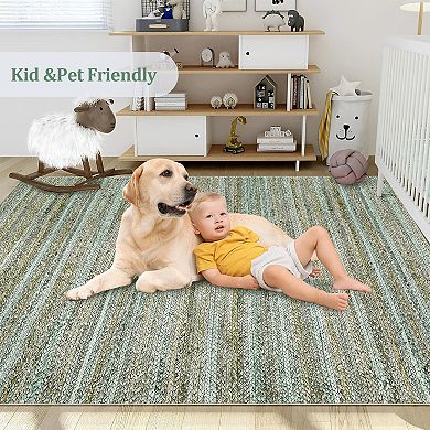 Garvee Machine Washable Contemporary Natural Texture Printed Area Rug for Living Room