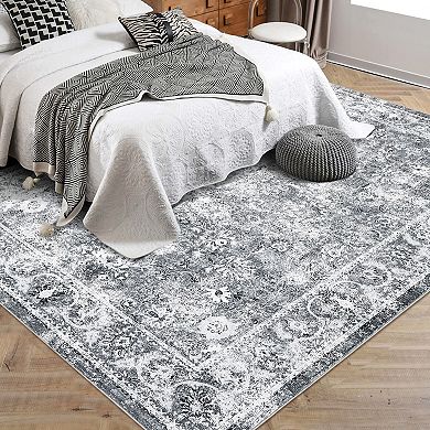 Garvee Vintage Machine Washable Area Rug Non Slip Foldable Carpet for Kitchen Bedroom Living Room