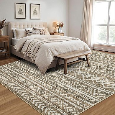 Garvee Washable Non Slip Pearl Velvet Morocco Style Printed Area Rug for Home