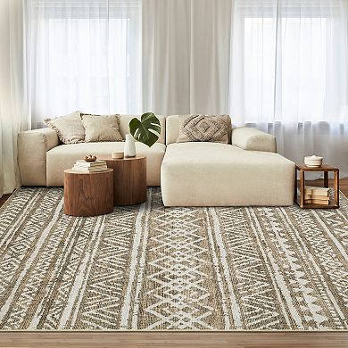 Garvee Washable Non Slip Pearl Velvet Morocco Style Printed Area Rug for Home