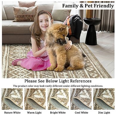 Garvee Washable Non Slip Pearl Velvet Morocco Style Printed Area Rug for Home