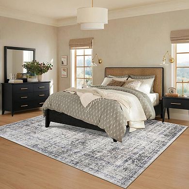 Garvee Machine Washable Faux Wool Vintage Distressed Printed Area Rug for Bedroom Living Room