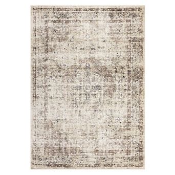 Garvee Machine Washable Faux Wool Vintage Distressed Printed Area Rug for Bedroom Living Room