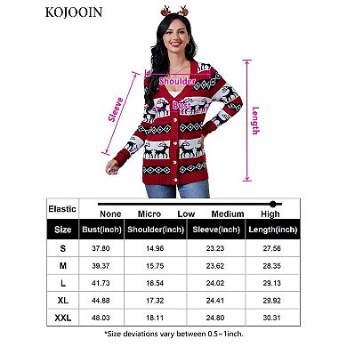 Women's Ugly Christmas Cardigans Button Down Open Front Knit Pullover Long Sleeve Sweaters
